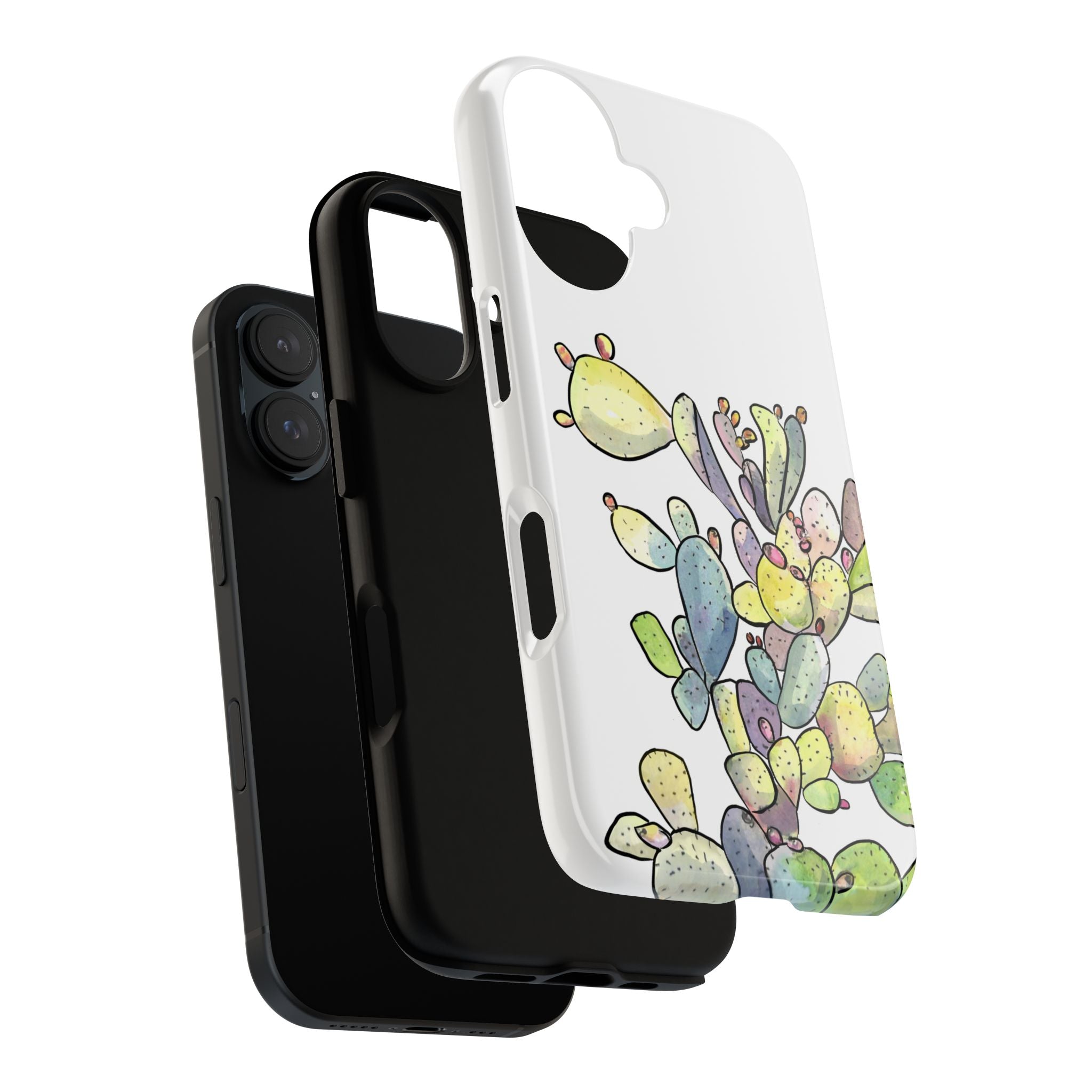 Prickly Pear Watercolor Phone Case — Bright Multicolored Cactus Design