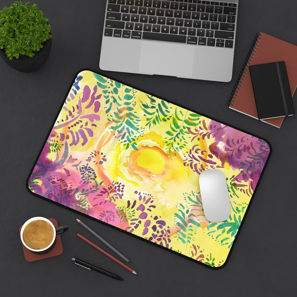 Watercolor Summer Sun Plant Desk Mat