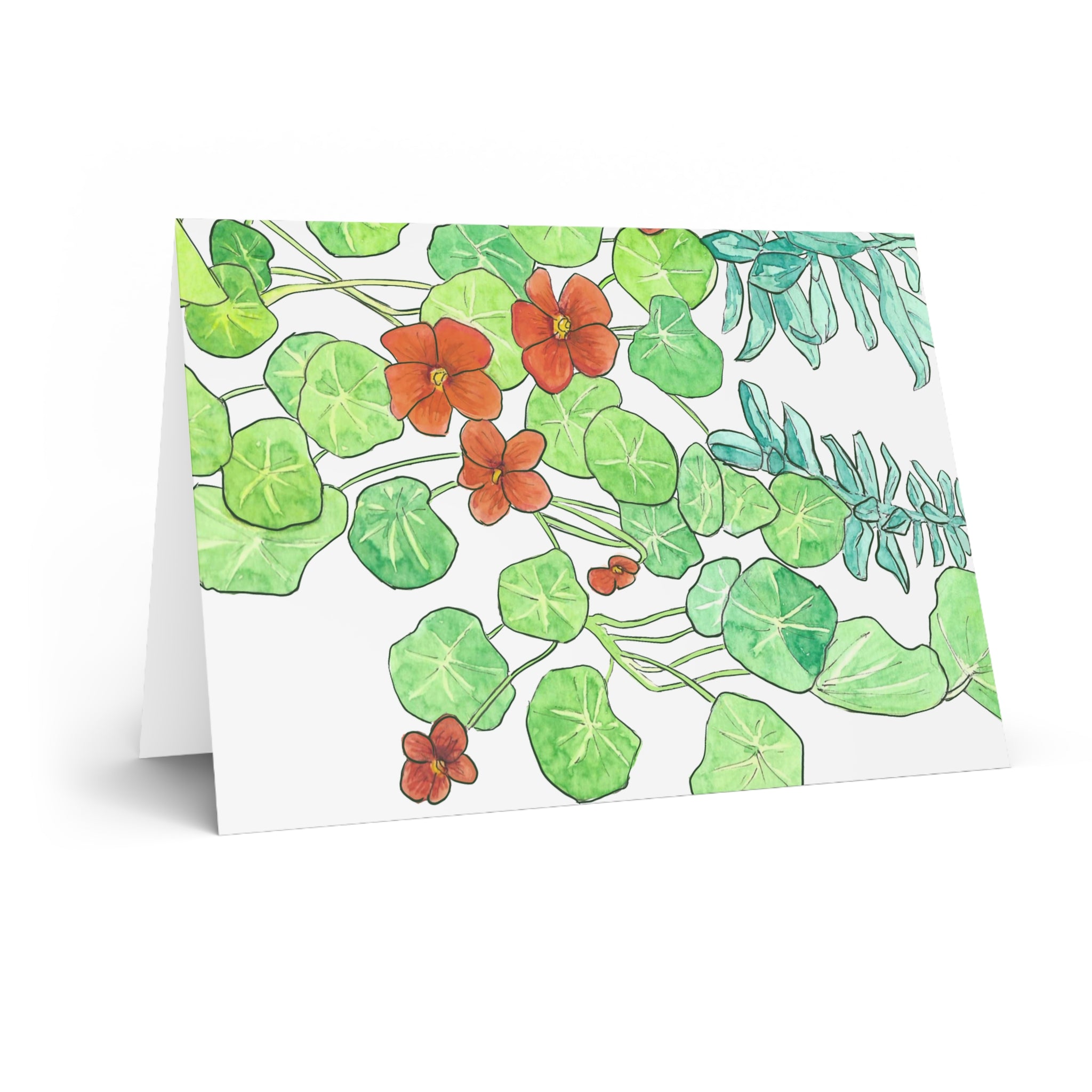 Nasturtiums Greeting Card — Watercolor Floral Note Card