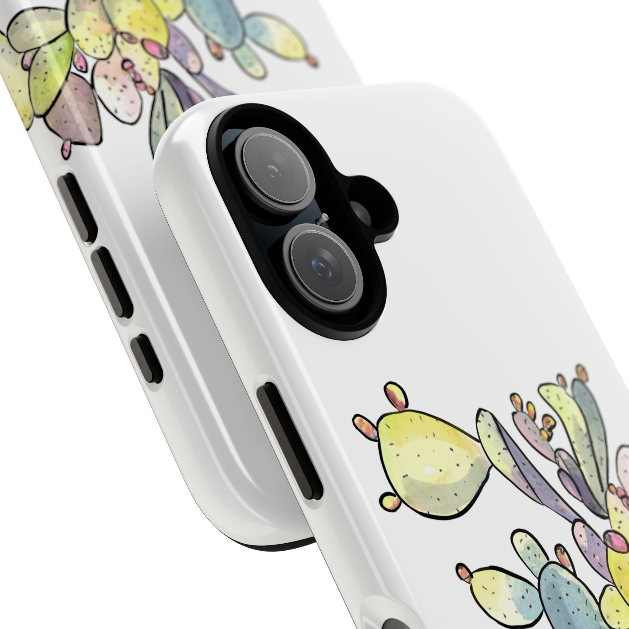 Prickly Pear Watercolor Phone Case — Bright Multicolored Cactus Design