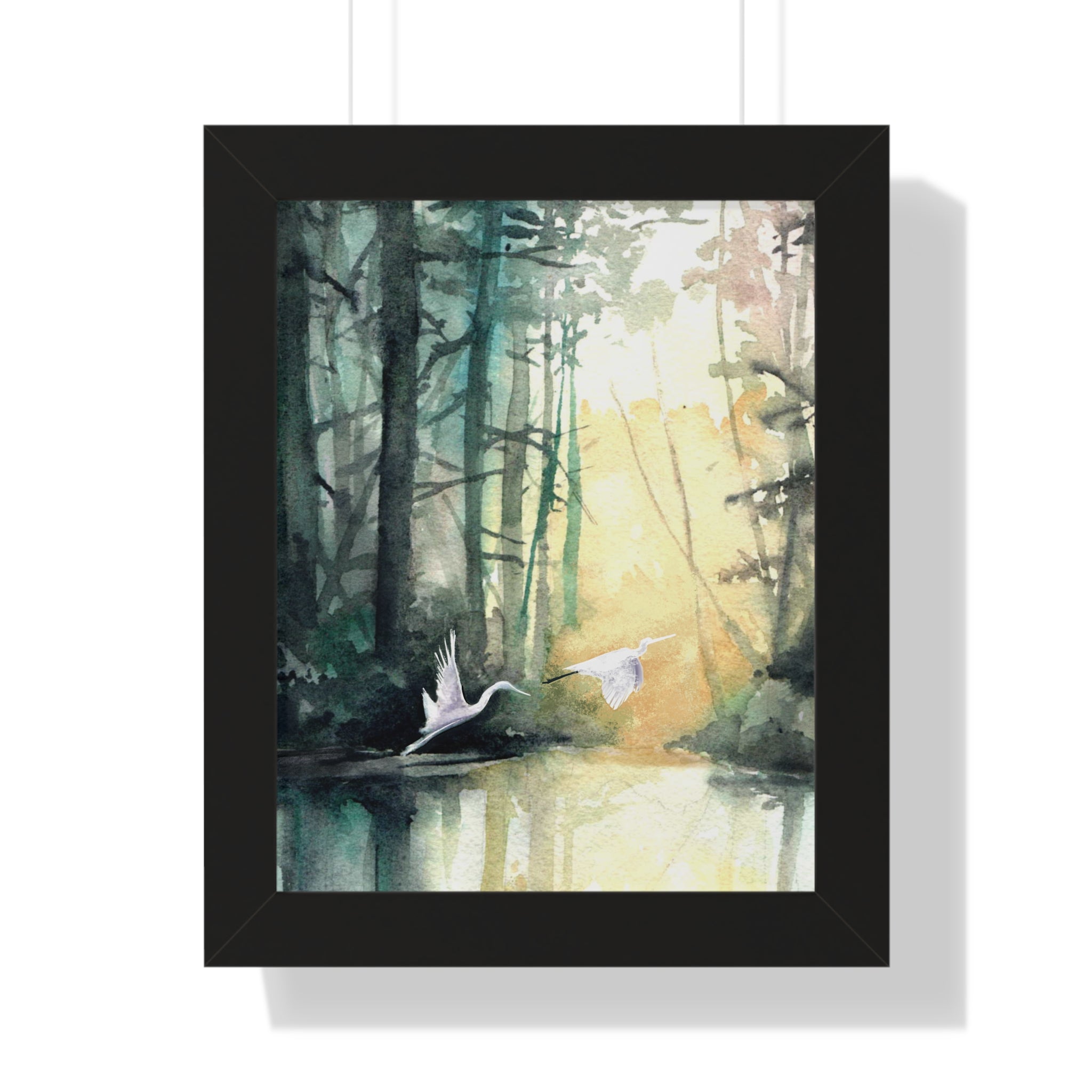 Egrets at Dawn — Framed Vertical Poster