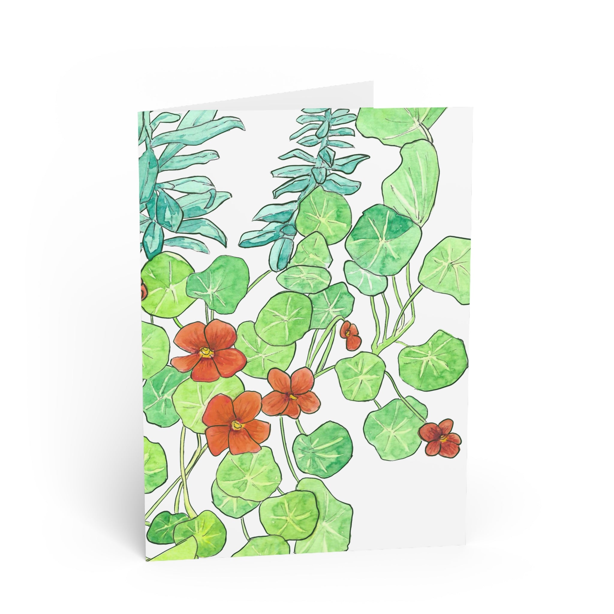 Nasturtiums Greeting Card — Watercolor Floral Note Card