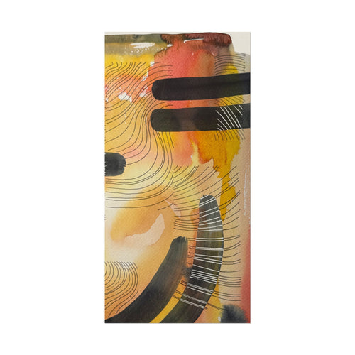 Abstract Watercolor Matte Poster — Warm Tones with Bold Black Strokes & Pen Overlays