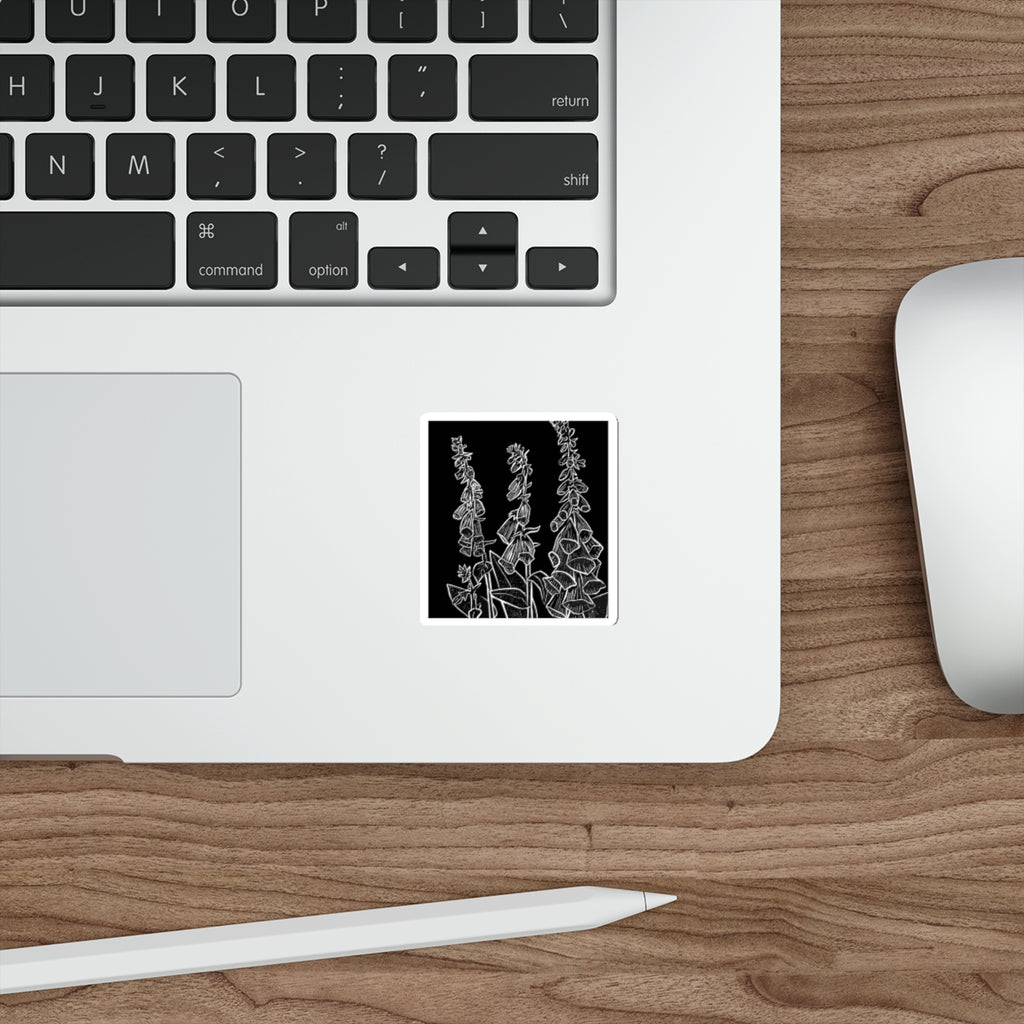 Dark Foxglove Sticker — Block Print Botanical Decal