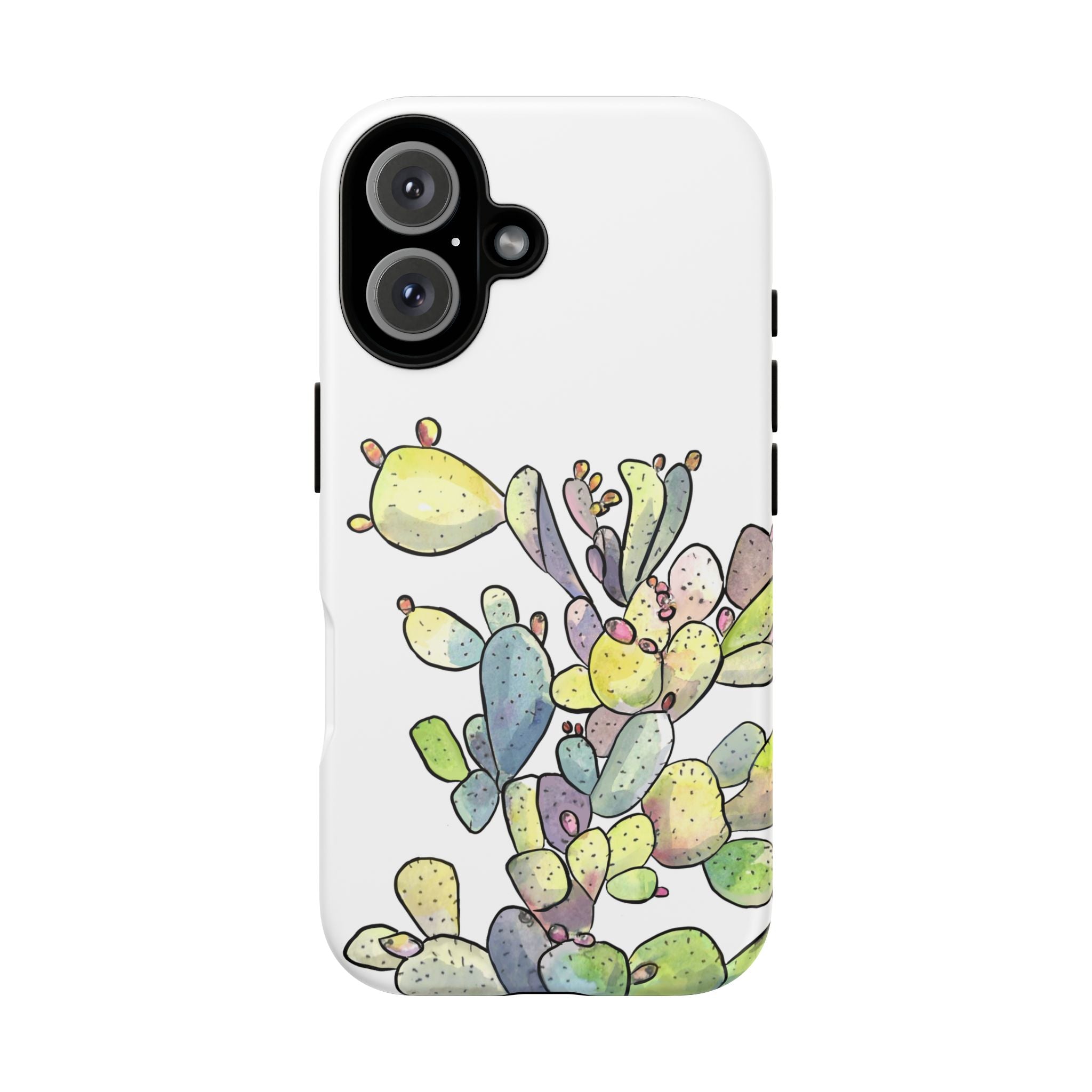 Prickly Pear Watercolor Phone Case — Bright Multicolored Cactus Design