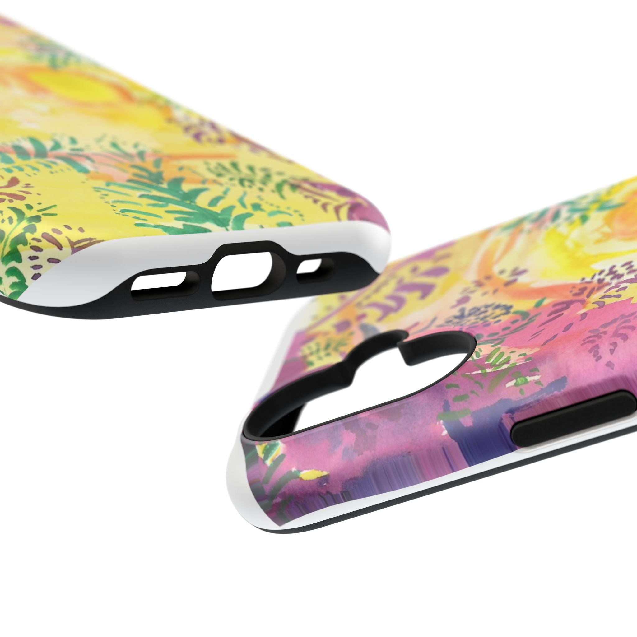 Impact-Resistant Phone Case — Bright Watercolor Plants & Summer Sun