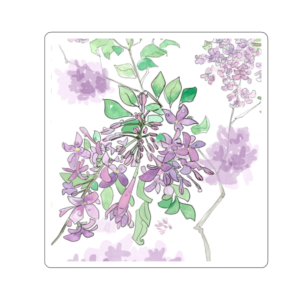 Lilac Watercolor Sticker — Floral Spring Vinyl Decal