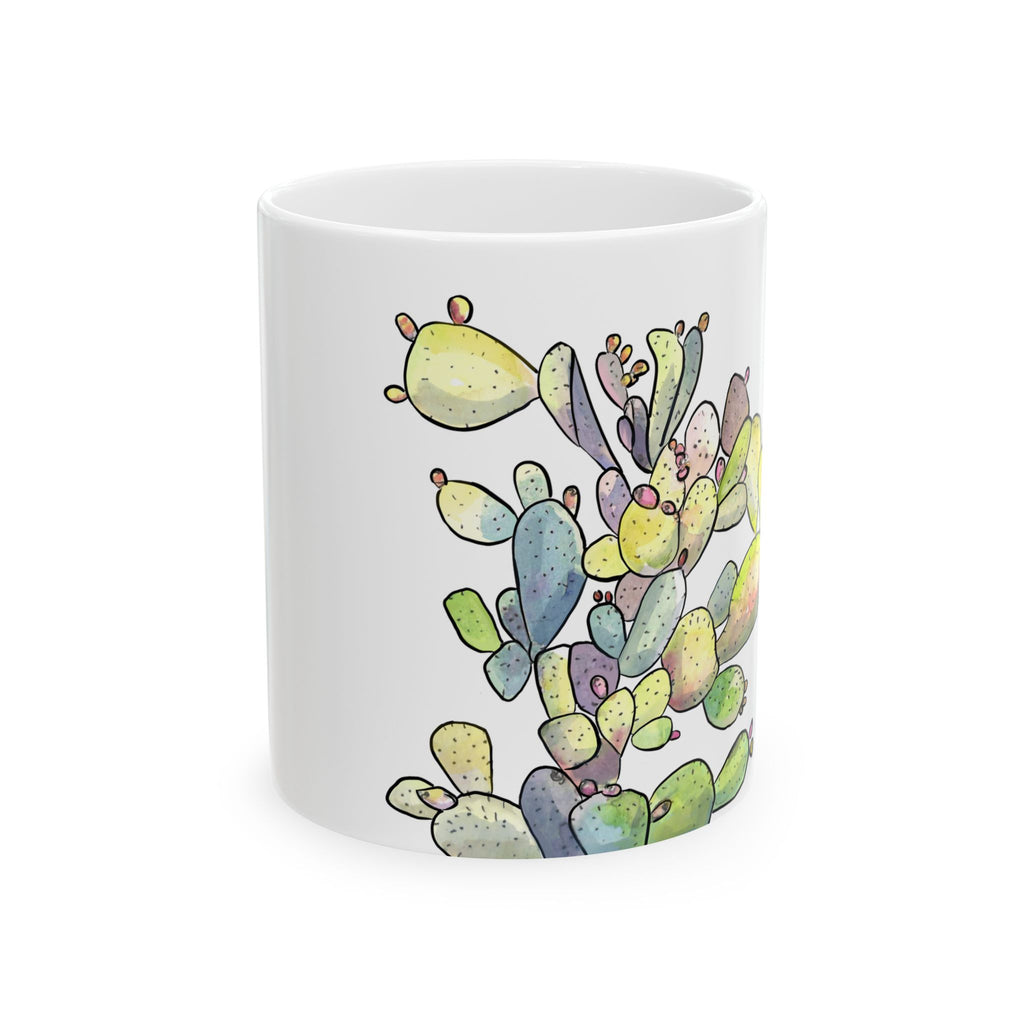 Prickly Pear Cactus Ceramic Mug — Bright Desert Floral Coffee Cup (11oz & 15oz)